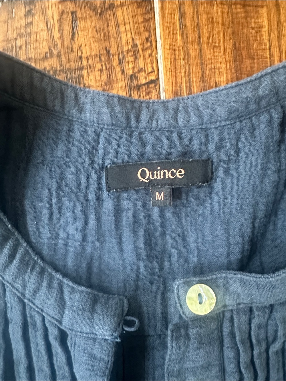 Quince 100% Organic Cotton Gauze Sleeveless Swing Dress in Indigo Blue Size M - Picture 2 of 5